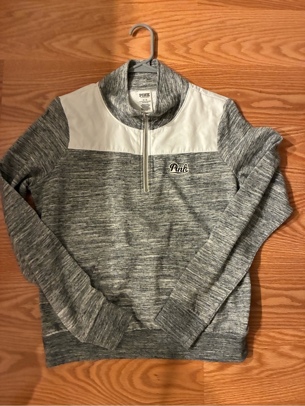 PINK Victoria's Secret Gray & White Quarter-Zip womens top
